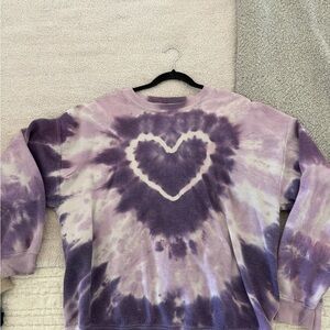 Urban Outfitters Lavender Tie-Dye Heart Sweatshirt